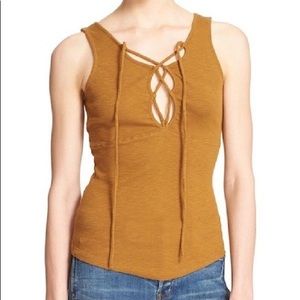 Free people Emmy Liu Laced tank size L in Gold NWT
